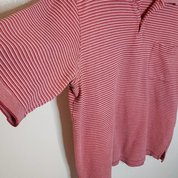 Scandia Woods Short Sleeve Pocket Polo Shirt Mens XLT Tall Red White Striped - Picture 4 of 7